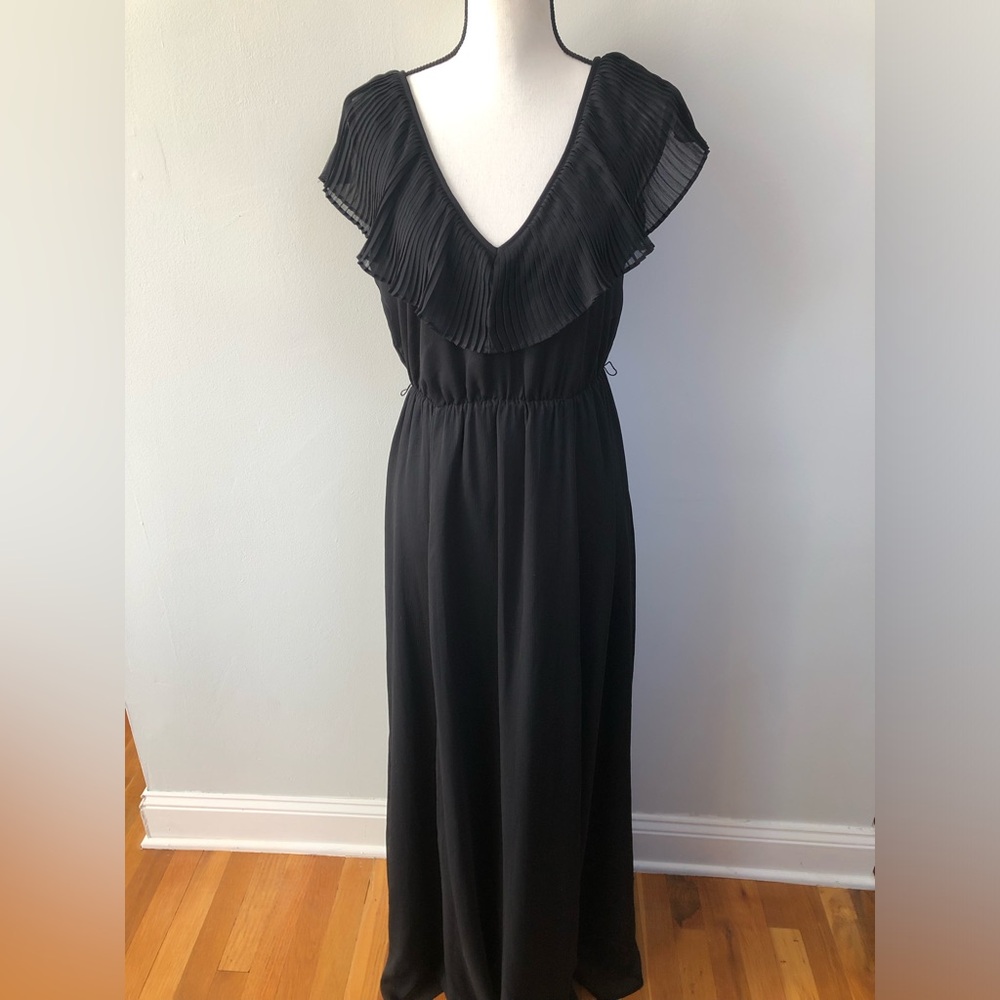 Victoria's Secret Black Smocked Ruffled Maxi Gown for Night Out